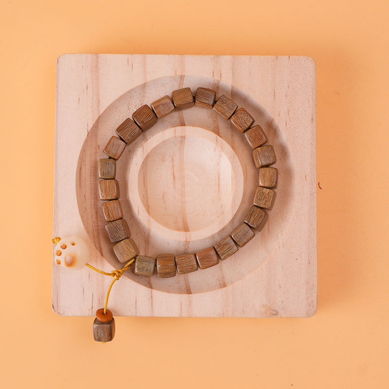 New cat paw lion dance green sandalwood square hanging charcoal burnt cat claw bracelet for women diy accessories simple cube sugar cultural play bracelet for men pic 13