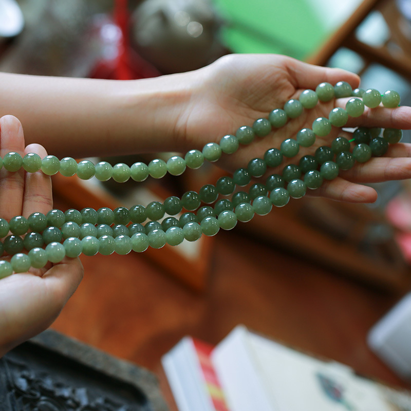 DIY Hetian jade accessories: round beads, loose beads, Qinghai material 108 Buddhist prayer beads, Hetian jade long chain accessories, crystal ornaments pic 18