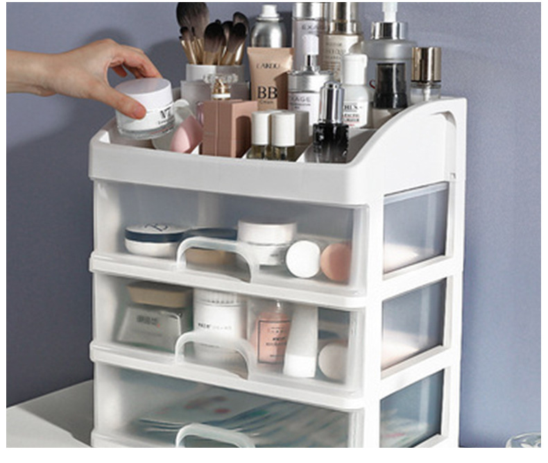 透明化妆品收纳盒桌多功能面置物架家用护肤品抽屉式收纳箱批发详情21