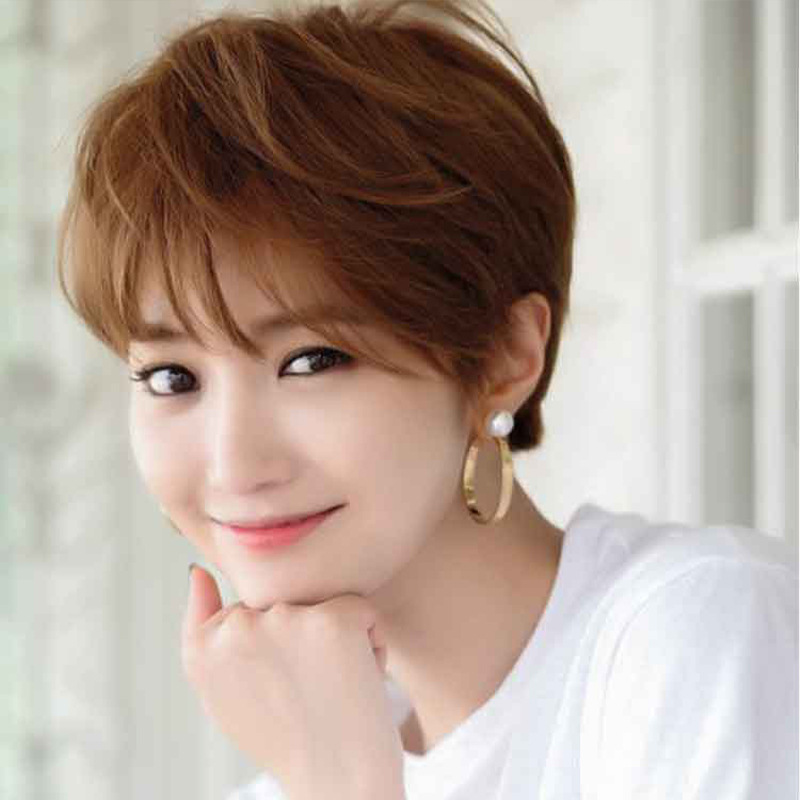 Xuchang wigs, Bob hairstyle, short real hair, medium-long collarbone hair, simulated slit air bangs wigs, head covers wholesale pic 3