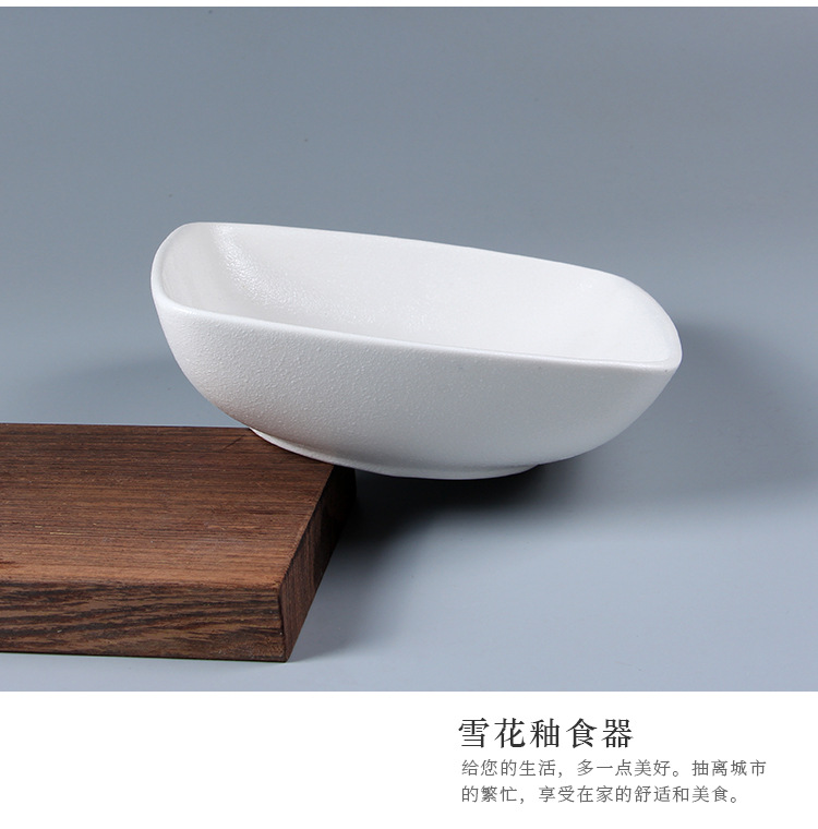 Factory wholesale zakka Japanese-style creative ceramic home tableware, snowflake glaze imitation stone vegetable plates and bowls, square bowls pic 4