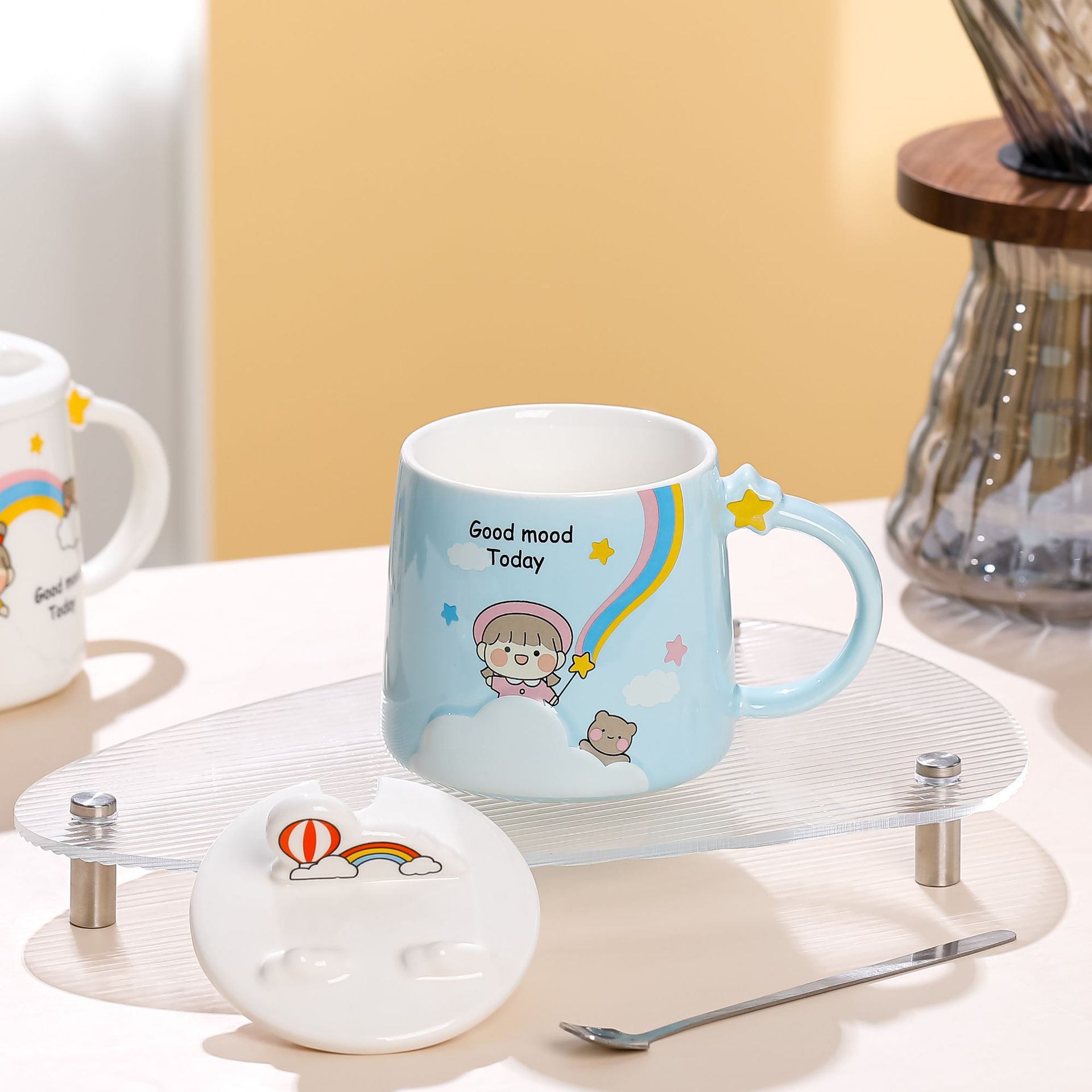 Cute girls, ceramic water cups, high appearance level, household ceramic cups, mugs, souvenirs, cartoon couple cups pic 9