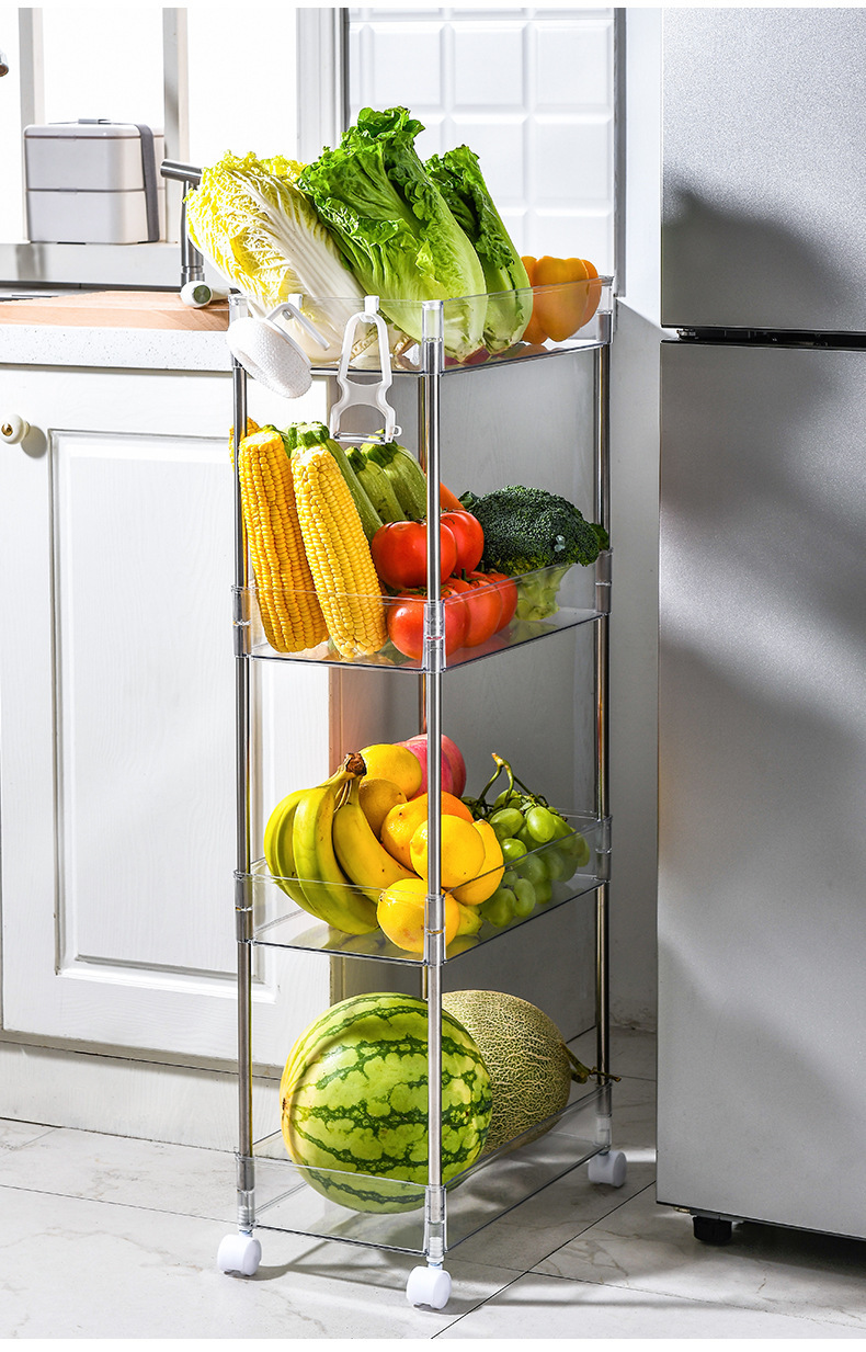 跨境PET厨房置物架 透明调味品收纳架 卫浴可移动多层储物架层架详情10