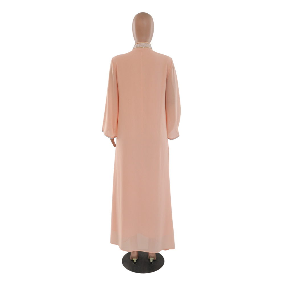 XQY500090 Foreign trade Arab robe, Middle East kaftan fashion Hot diamond belted chiffon dress pic 54
