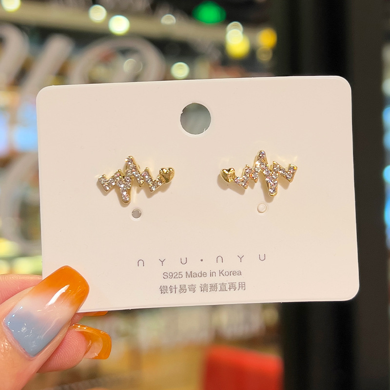 925银针珍珠耳钉高级感几何小巧气质耳饰女可爱镶钻个性耳骨钉详情12