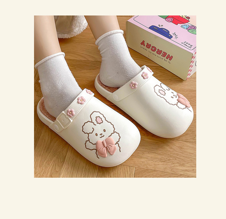 防水棉拖鞋女冬季可爱卡通包头情侣室内防滑加绒保暖棉拖女秋冬天详情8