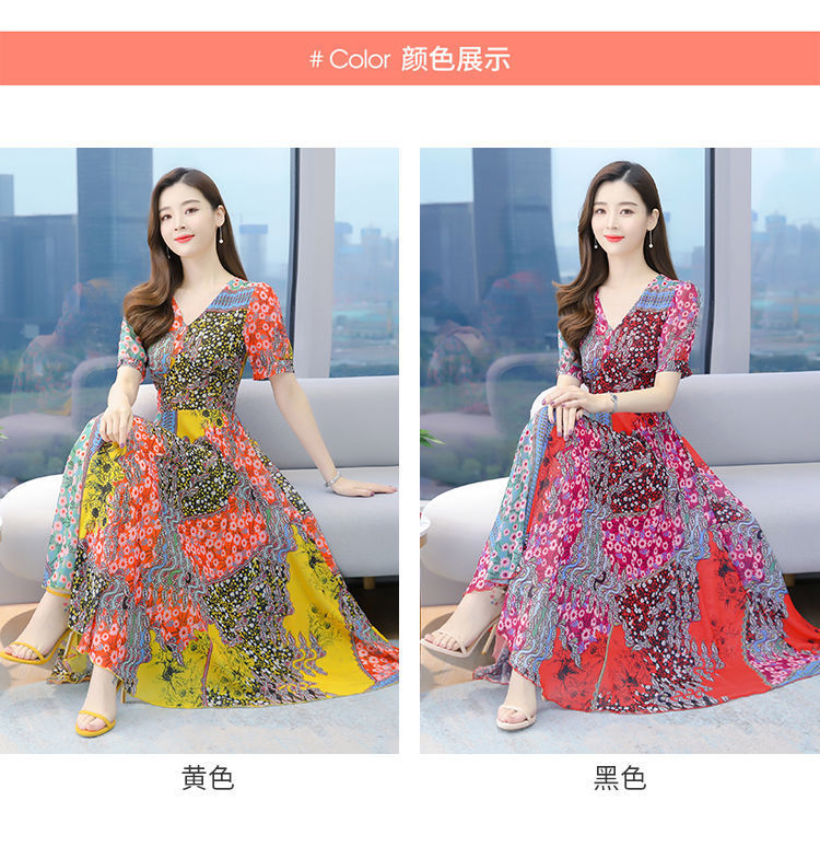 Customized wholesale Amazon 2021 dress, Instagram super slimming summer new dress, long dress, floral print pic 8