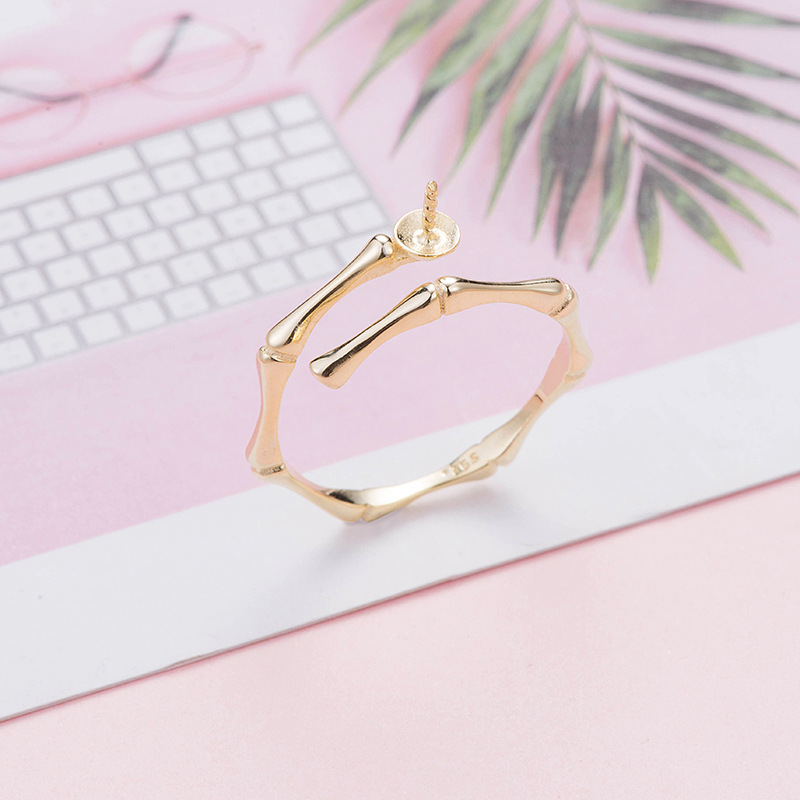 S925银简约戒指托粘珠子配件珍珠粘扣银镀白金珍珠配件详情13