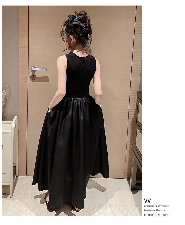 女童连衣裙夏装2023新款夏季儿童洋气公主裙网红中大童无袖长裙子详情17
