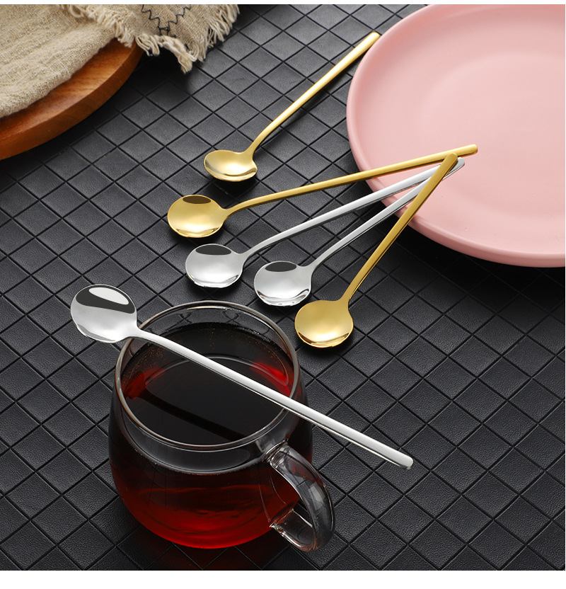 可爱小勺子不锈钢高颜值金色咖啡勺搅拌勺甜品勺子雪糕勺长柄冰勺详情14