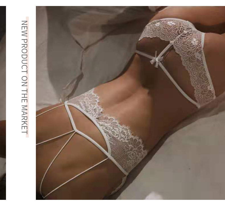 French lace-trimmed triangular cup lingerie with cross-halter straps and a beautiful back can be paired with a sweet and sexy bra set that wraps around the chest pic 12