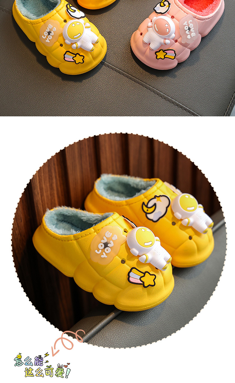 儿童棉拖鞋男童冬女童小孩婴幼儿室内居家宝宝防滑毛毛包跟棉鞋冬详情15
