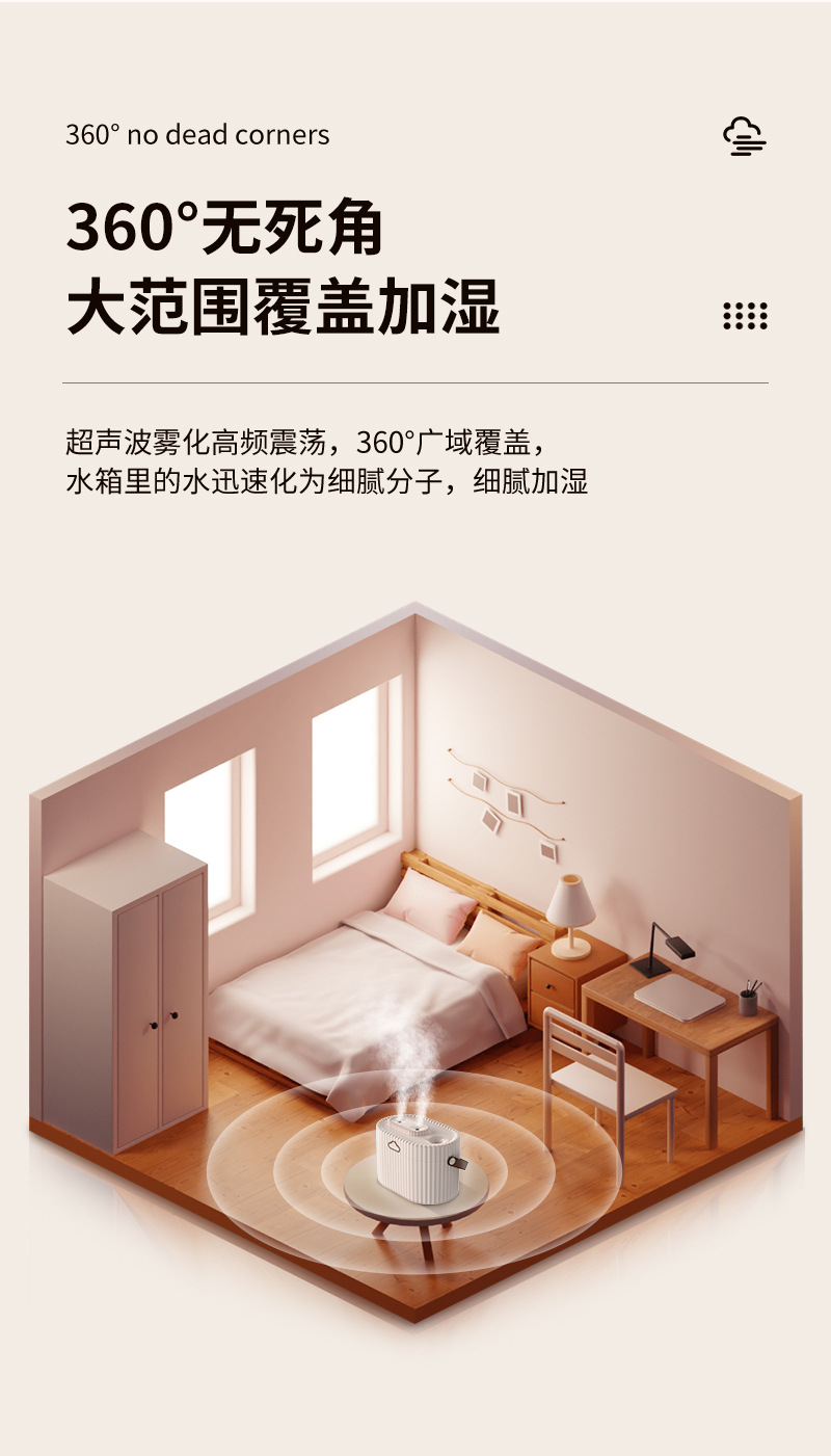 新款2L大容量双喷加湿器办公室桌面家用静音usb香薰加湿器厂家详情7