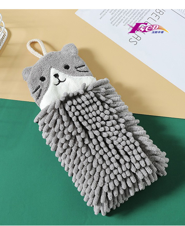 Chenille hand towels can be hung with cute cartoon creative absorbent handball towels for kitchen and bathroom hand towels pic 10