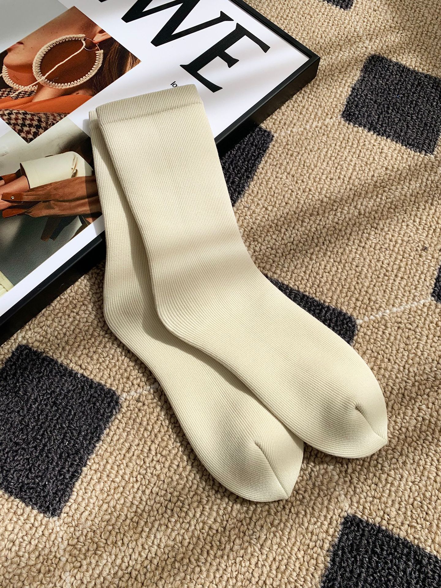 Unisex couple style fleece and thickened warm snow socks, mid-length home cotton socks, postpartum socks, floor socks pic 38