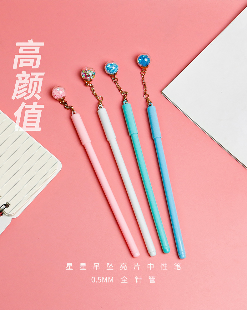 Cute and creative crystal ball, sequined pendant pen, gel pen, girl pendant, gel pen, couple pen from Japan and South Korea pic 6
