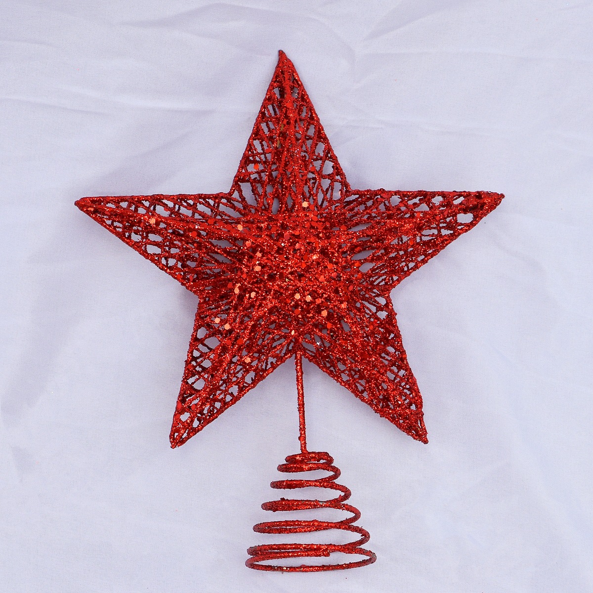 2025圣诞树顶星 铁艺发光带灯立体五角星 树顶星金粉圣诞树顶装饰详情8