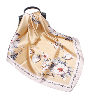 大方巾90cm女士礼品丝巾春秋新款围巾 缎面仿真丝印花大披肩批发详情19