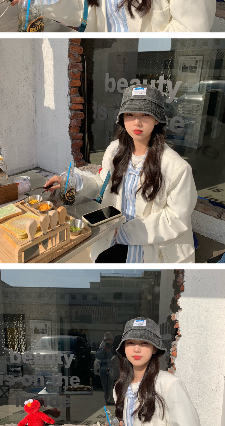 日系复古牛仔帽子女渔夫帽春夏韩版百搭遮阳水桶帽女盆帽详情1