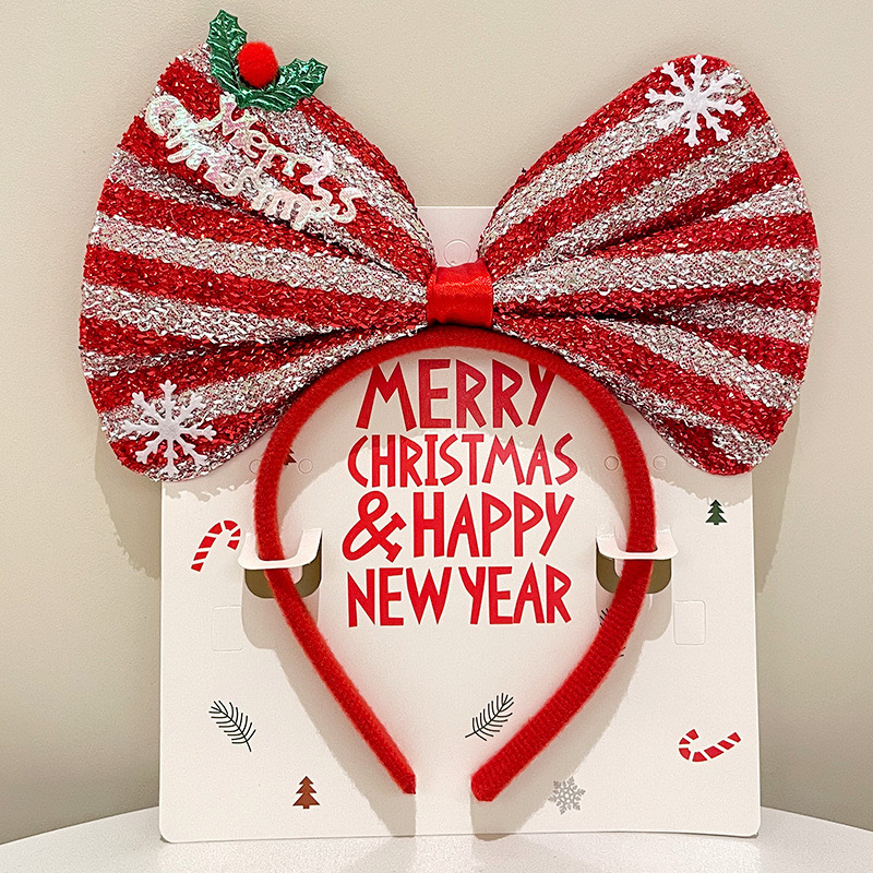 新款儿童圣诞节大红色蝴蝶结头箍 可爱派对装扮发饰品 圣诞发箍风筝款式独特详情2