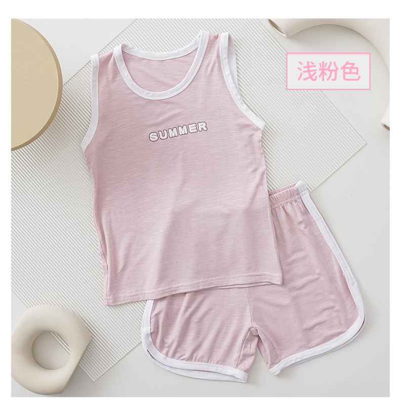 儿童背心套装夏季马卡龙男童女宝宝无袖短裤小童中大童家居服夏装详情16