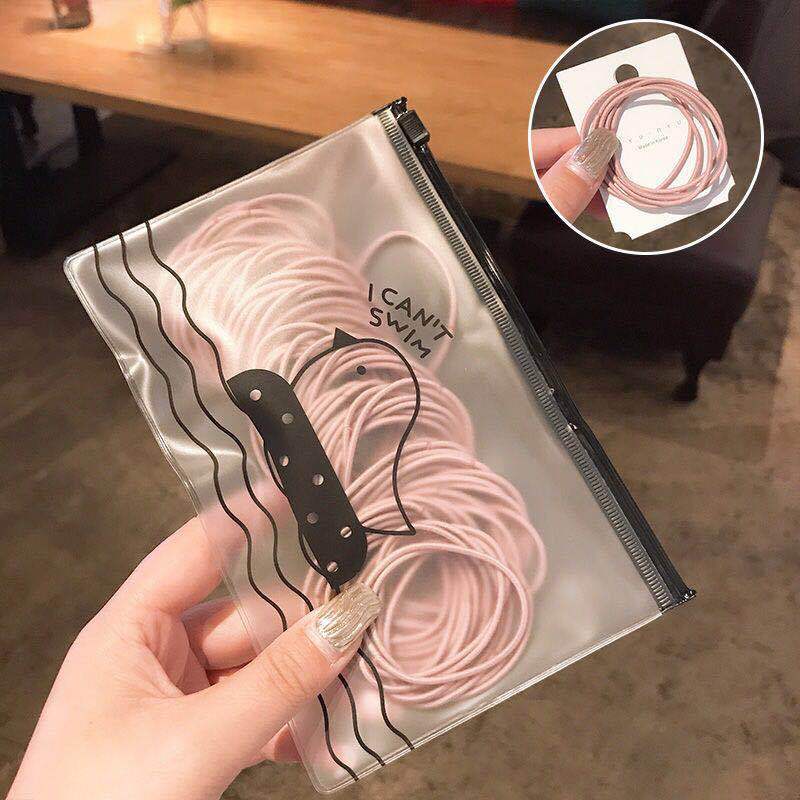 Simple Japanese and Korean hair ties without seams, 100-piece bagged colorful hair ties, basic braided hair bands, leather band hair accessories pic 8