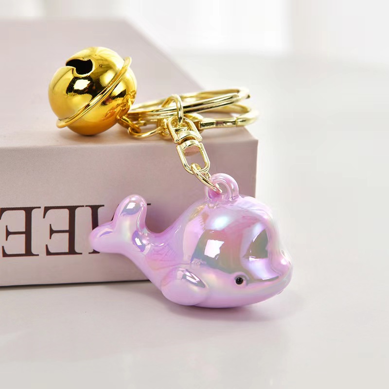 可爱炫彩鲸鱼卡通匙扣镀彩亚克力钥匙链书包挂件情侣小礼品包配饰详情4