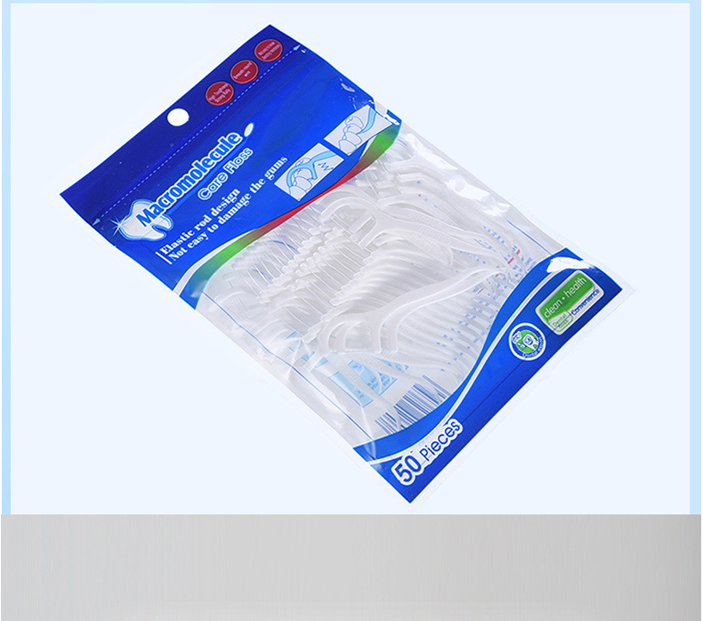 50 pieces of zipper bagged dental floss picks for export, high-molecular bagged dental floss, high-tensile dental floss picks pic 11