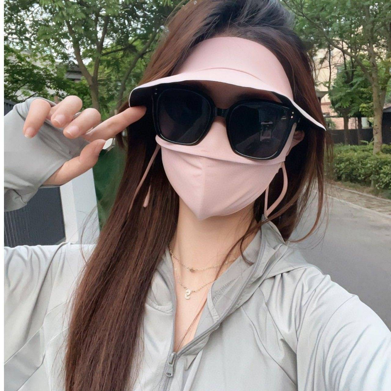 遮全脸防晒面罩夏季百搭新款简约大帽檐防紫外线薄冰丝口罩脸基尼详情7