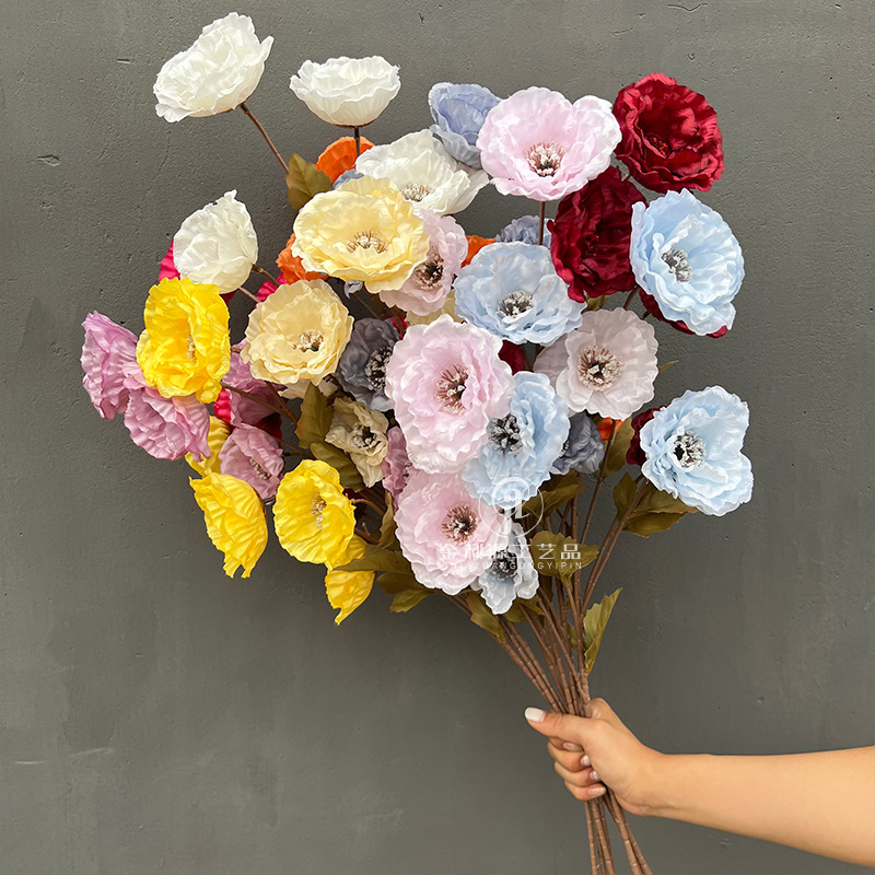 婚庆仿真花3头钻石玫瑰无叶版玫瑰花路引花材弗洛伊德玫瑰瀑布详情6