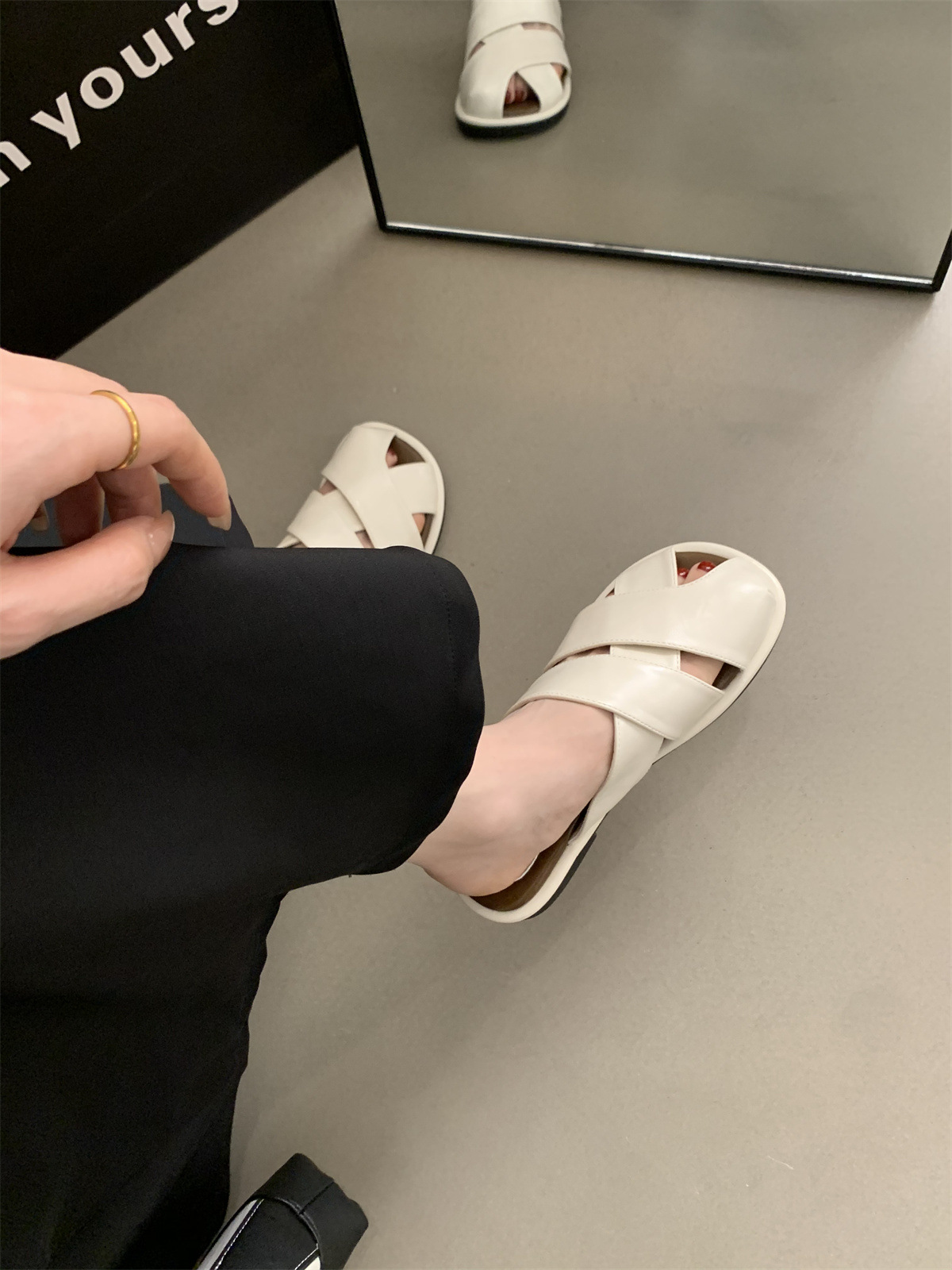 女士包头半拖鞋女夏外穿新款仙女风海边度假沙滩平底法式罗马凉拖详情7