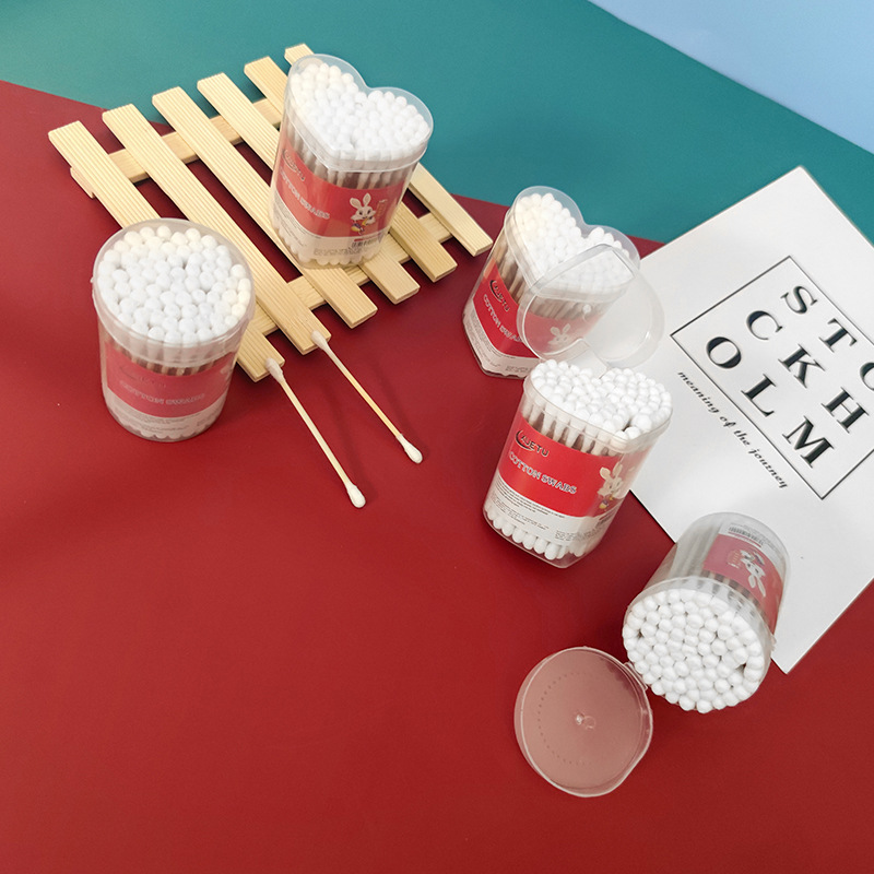 一次性双头竹木棒化妆棉签清洁棉棒棉花棒盒装足数100支 双头棉签详情9