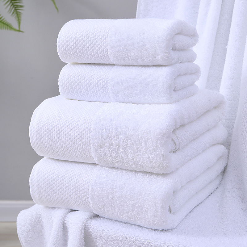 Hotel towels and bath towels with increased water absorption, pure cotton. White towels and bath towels in beauty salons, hotels, hot springs and homestays can be marked with logos pic 1