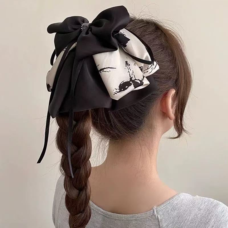 The new head accessories of the national trend series, such as bow hair clips, high-end satin multi-layered ponytail clips, semi-tied hair clips and hair accessories pic 9