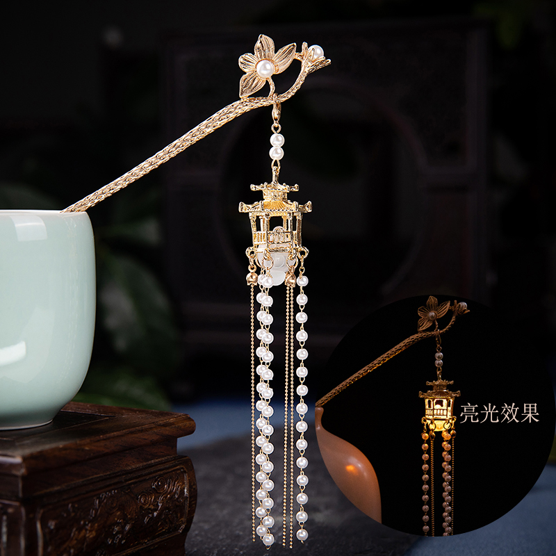 复古流苏宫灯发簪感发光簪子女古风头饰汉服发饰新鲜出炉百搭簪子详情15