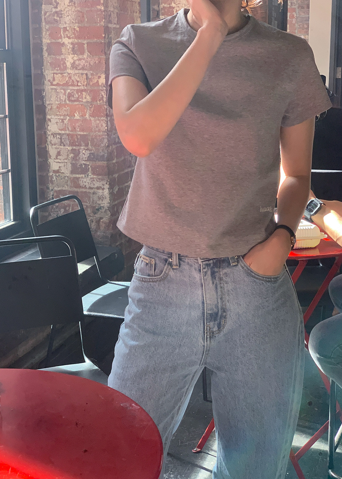 Pure cotton off-the-shoulder embroidered short-sleeved T-shirt for women, 2025 summer solid color casual style, Han Dongdaemun base layer ha*g pic 55