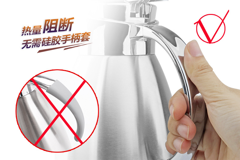 Stainless steel insulated kettle, vacuum hot water kettle, coffee kettle, European-style kettle, insulated bottle with water kettle, stainless steel European-style spiral high-end coffee kettle, super cold and heat preservation, vacuum technology for heat insulation and heat preservation pic 11