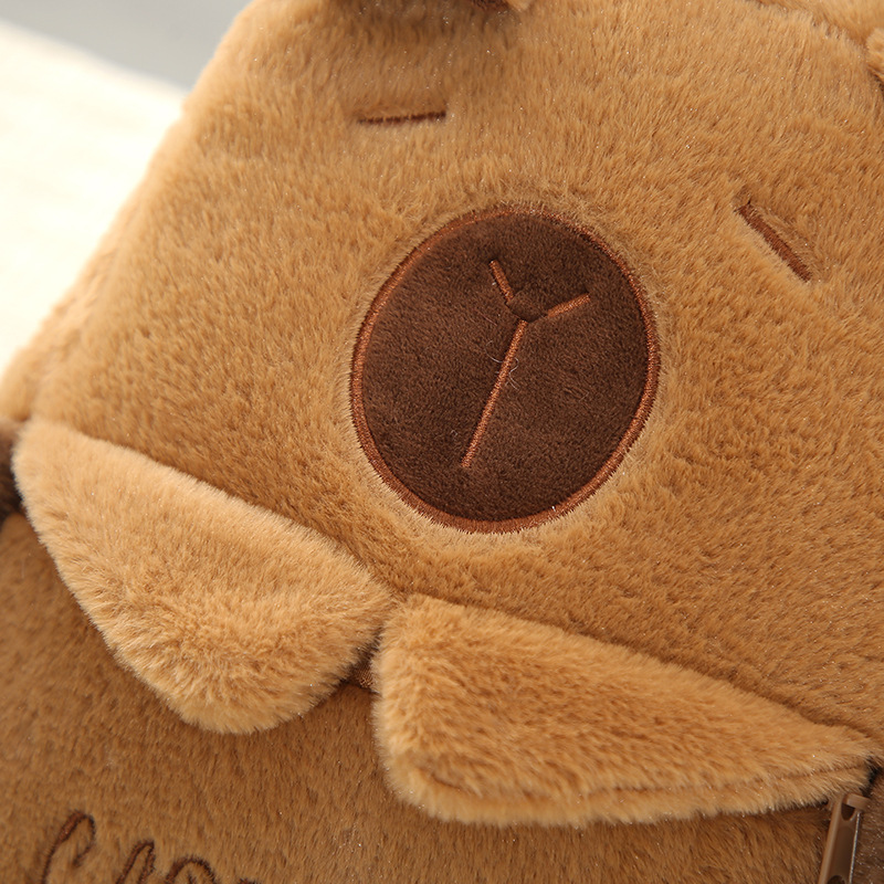 超萌卡通水豚双肩包可爱女甜美百搭包包毛绒高级感玩偶毛绒双肩包详情7