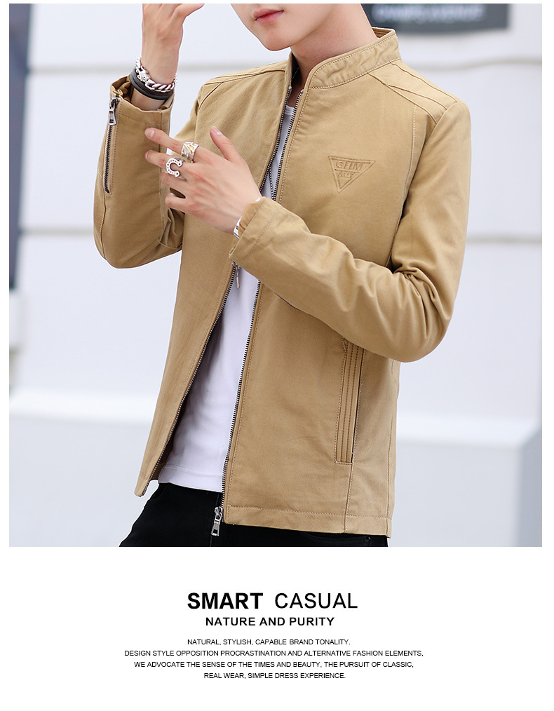 男士夹克外套2024春秋新款韩版水洗夹克休闲修身帅气修身上衣潮牌 pic 5