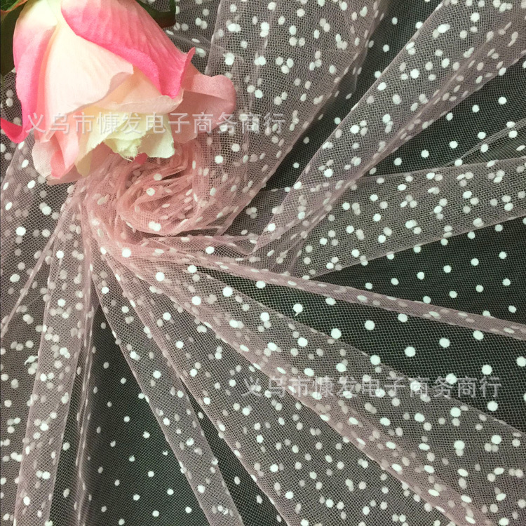 Medium-hard diamond-shaped white dot flocking black dot American mesh fabric, DIY puffy skirt, tulle and headwear, polka dot fabric pic 7