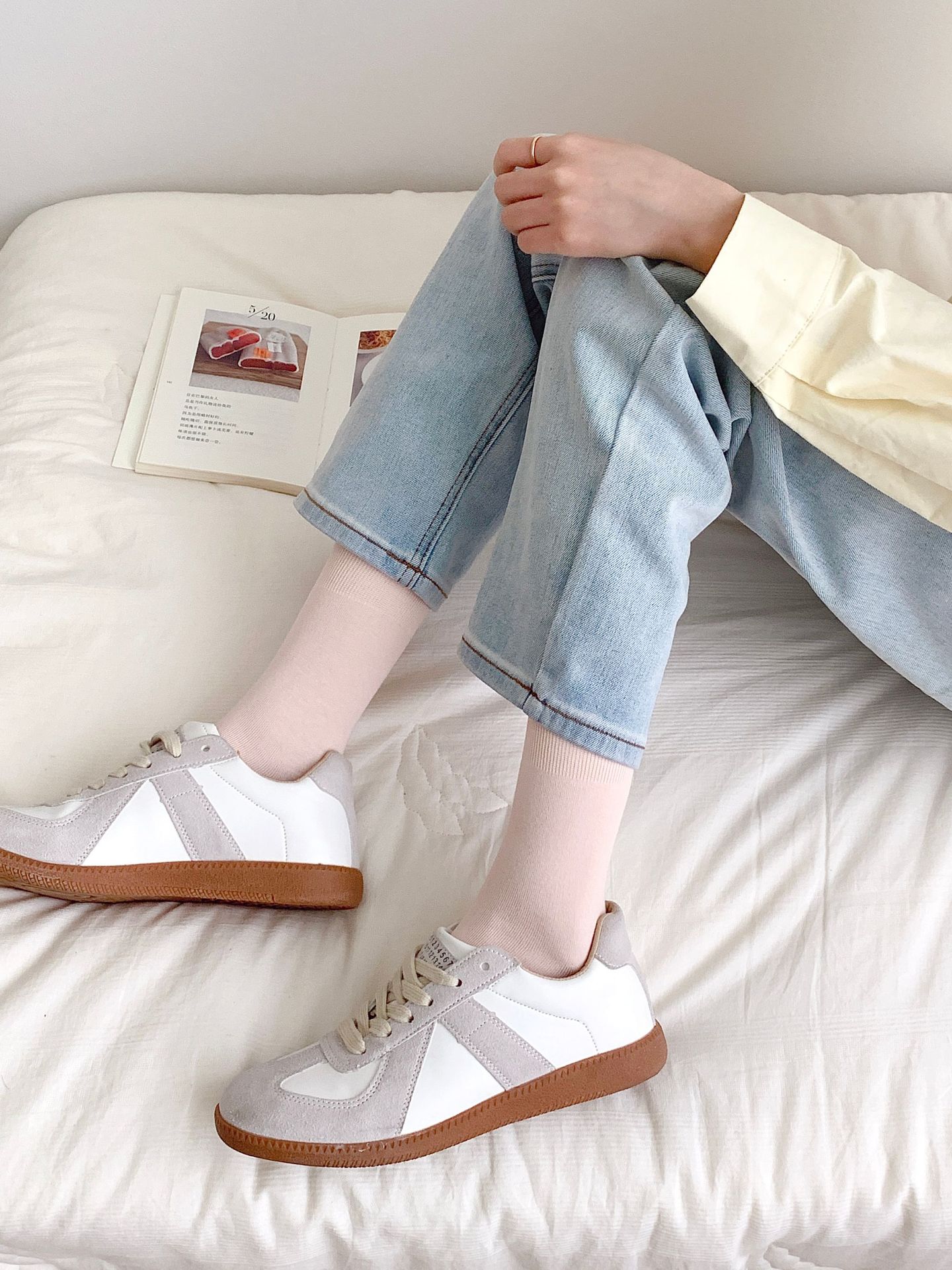 夏天女生袜子无骨堆堆月子袜日系马卡龙色松口春夏薄款简约中筒袜详情13