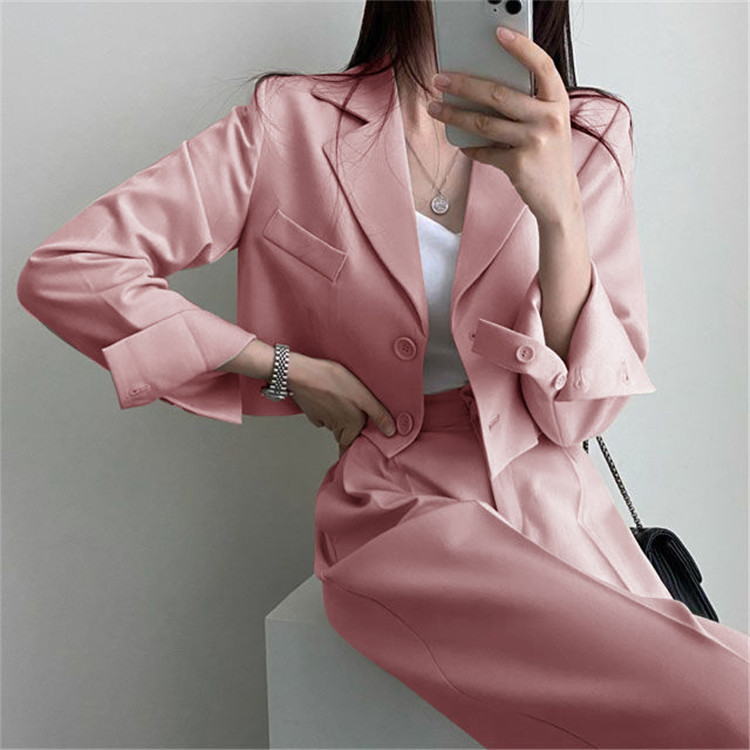 新品2022春夏秋季网红休闲英伦风小西套装女士短款韩版西服上衣详情26
