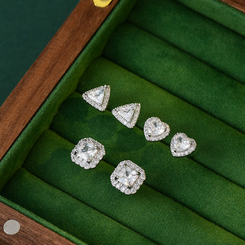 一卡三对组合套装方糖耳坠s925银针小巧百搭耳钉轻奢简约耳钉耳饰详情8