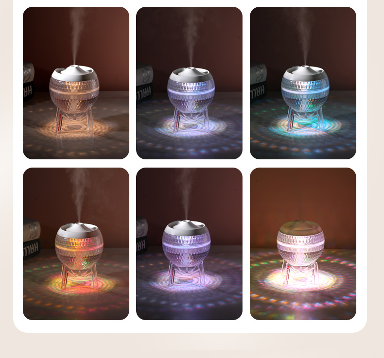 新款桌面水晶球加湿器七彩氛围灯跑马灯家用静音喷雾跨境爆款详情7