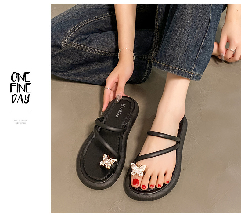 2024年新款时尚厚底凉鞋女夏季仙女风百搭软底防滑套趾沙滩罗马鞋详情15