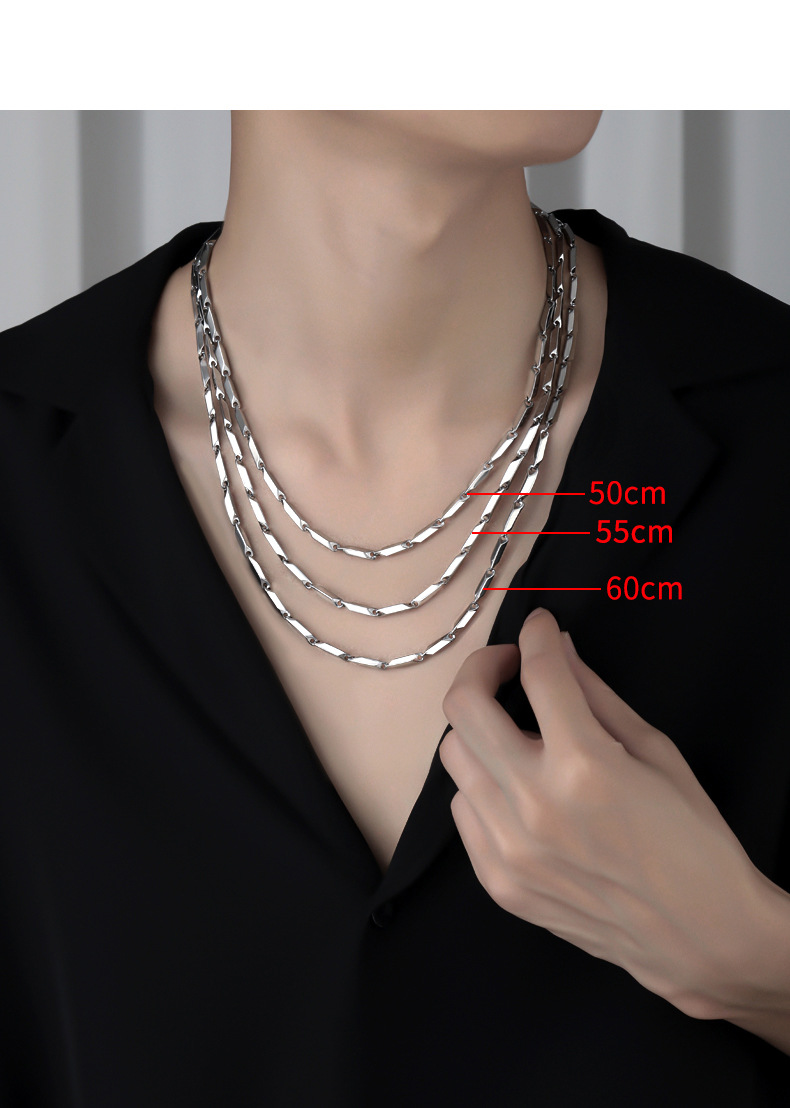 项链男潮嘻哈锁骨链男士轻奢小众设计高级感钛钢毛衣链子男生颈链详情6
