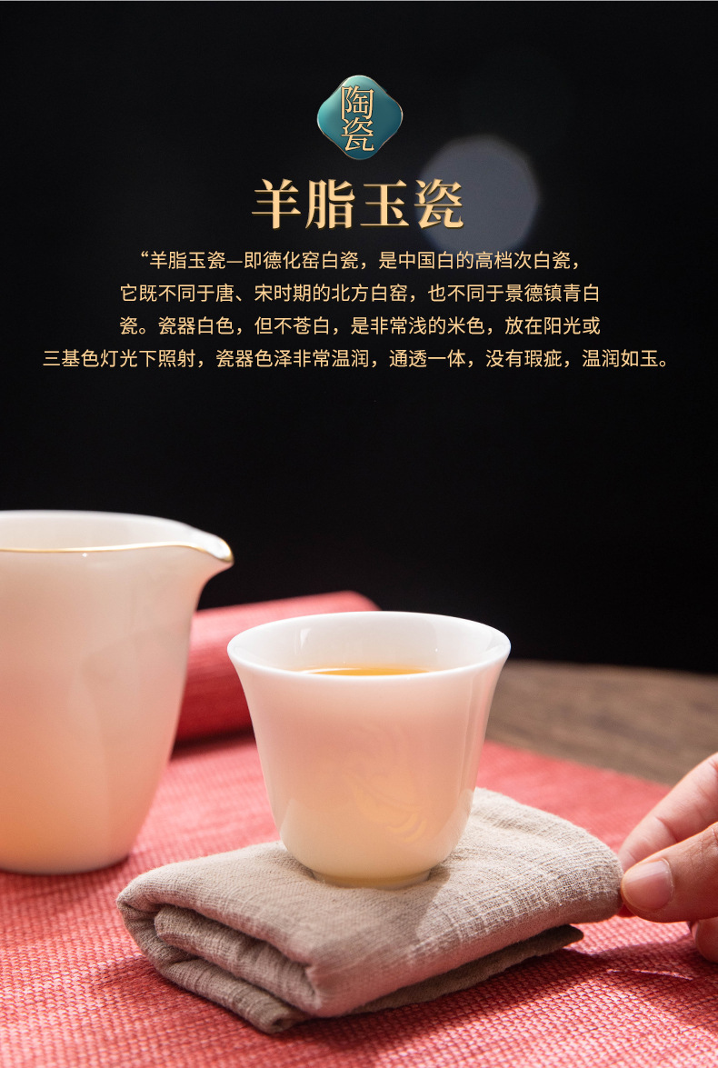 Factory direct sales of Dehua white porcelain jadeite Kung Fu tea cups, personal cups, tea tasting cups, simple household tea drinking ceramic cups pic 13