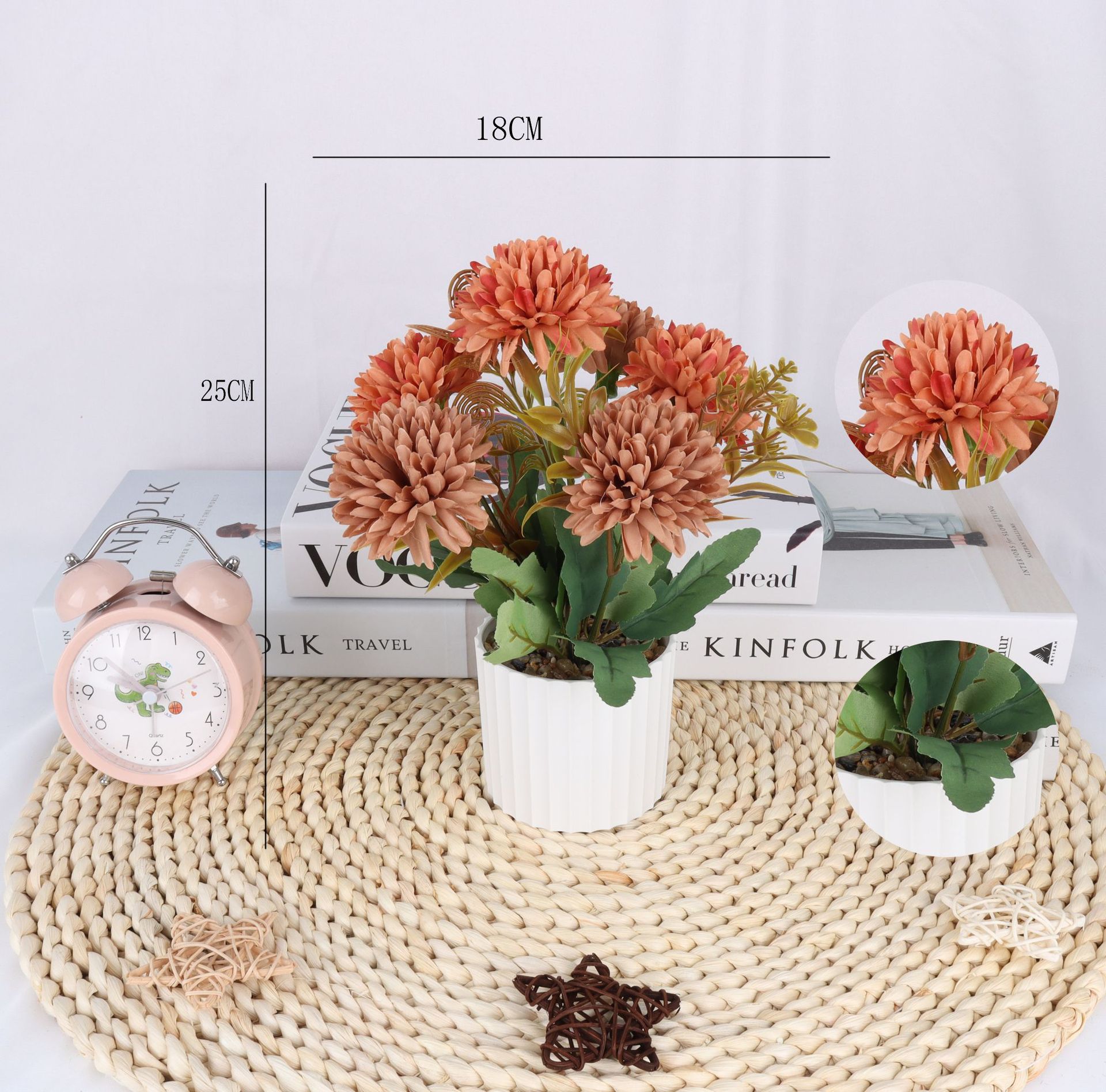 仿真秋刺菊盆栽/仿真花盆景/仿真花创意内室小摆件/亚马逊厂家直详情4