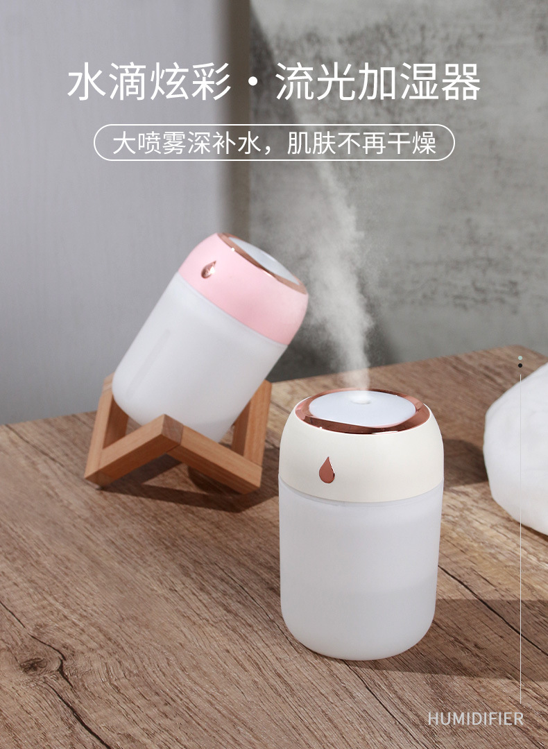 New colorful water drop humidifier USB spray night light silent home mini aromatherapy air humidifier gift pic 5
