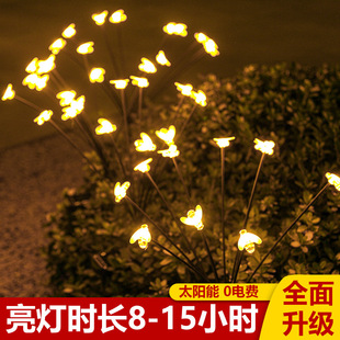 LED solar 4-head lily flower lights, cross-border Amazon outdoor ground insertion lawn sensing courtyard landscape decorative lights pic 5